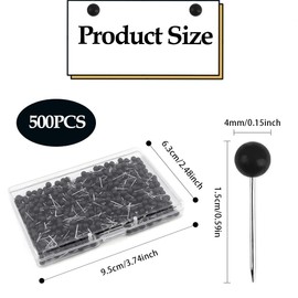500 Pcs Push Pins,Map Pins,Pins For Pinboard,Cork Board Pins,Notice Board Pins,Board Pins,Push Pins For Cork Board,Pins For Cork Board,Black Drawing Pins,Head Pins,Pinboard Pins,Pin Map(Black)