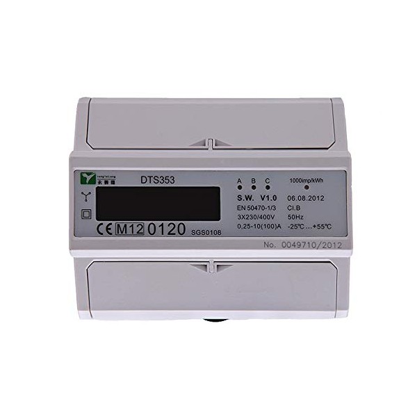 THREEPHASE WATTMETER ENERGY METER POWER CURRENT kW 3x 220/230V DIN-RAIL