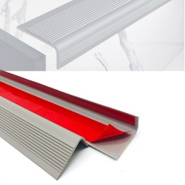 Suonady Stair Nosing Vinyl Stair Edge Protector,Stair Edging,Stair Nose Molding,Stair Edge Trim,Non-Slip Waterproof Outdoor Indoor Stair Edge Self Adhesive Rubber Strips 48IN Gray