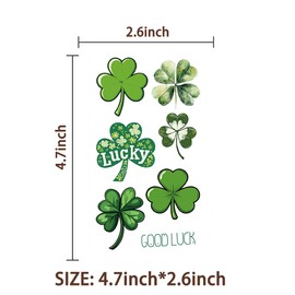 10 Sheets Temporary Tattoos, Themed Party Supplies Decoration Favors Sticker (Shamrock)