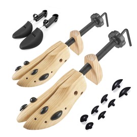 TianfuSpanda Shoe Stretcher Shoe Trees, Two Way Professional Wooden Shoes Stretcher For Men or Women Shoes Adjustable Length & Width, With 1 Pairs Plastic Shoe Tree Stretcher Shaper