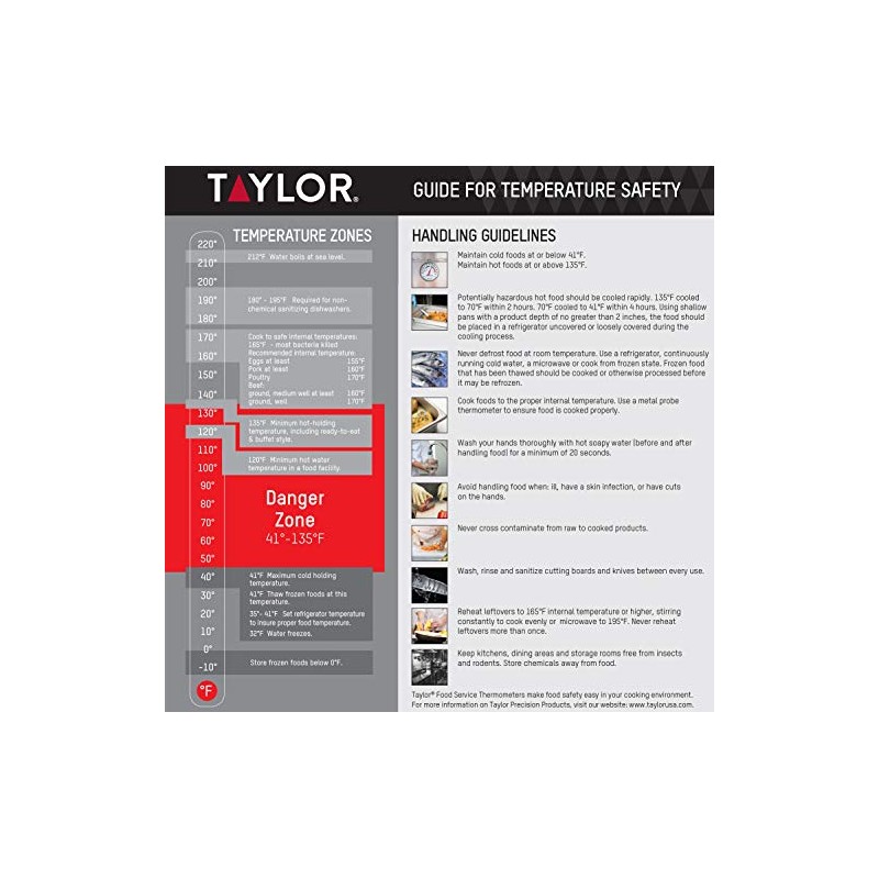 Taylor Termómetro Digital Compacto Impermeable, LCD Retroiluminado Ámbar, HOLD