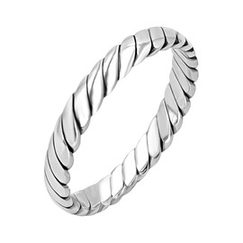 Silverly Sterling Silver Classic Twisted Rope Band Ring - Stacking Thick Wedding Band for Women and Men - Elegant Minimalist Curved Design - Classic Jewellery - Simple 925 Silver Braided Rings