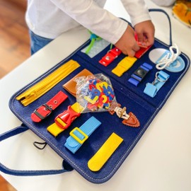 Time TO Fiesta | Tablero Educativo con ABC de Velcro Juguete Educativo, Montessori Bag, Juego Ocupado, Bussy Board, Juguete Educativo de Actividades cotidianas