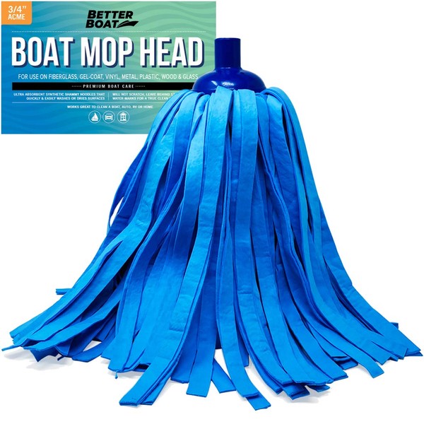Large Mop Head Replacement Refill Synthetic Wet Chamois Mop Head Boat Cleaning Products Wash Mop for Deck, Floor, Home, Auto Car and RV with No Streaks or Fiber Cloth Lint Like Microfiber Mop Head