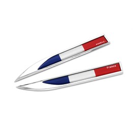 PTDecals 1 Pair French FR Flag Metal Emblem Sticker 14.7 cm x 2 cm Graphic Sticker Badge For Vehicle Engine Car Mudguard Side Skirts Boot Boat Tailgate Door Protector Window