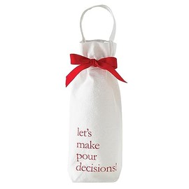 Santa Barbara Design Studio Canvas Wine Bag With Handle Face-to-Face Designs Reusable Gift Tote, 3.5" W x 11" H, Let's Make Pour Decisions