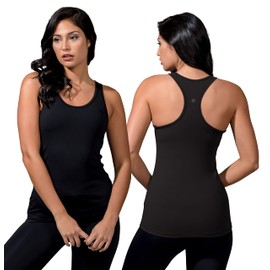 90 Degree By Reflex - Power Flex Racerback Tank Top - Black/Black - Small