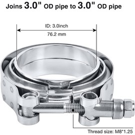 4Pcs 3.0 Inch V Band Clamp with Flange Male Female Stainless Steel Flange Clamp