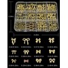 OPMADM 120 Pcs Gold Bow Nail Charms Bulk 12 Grids