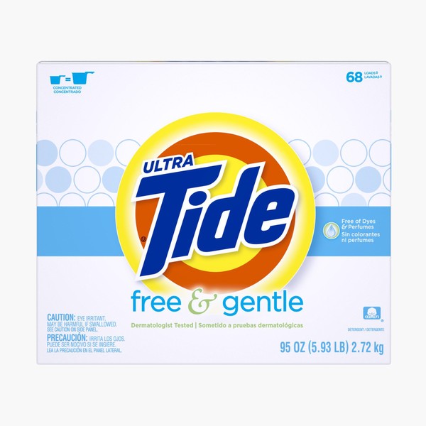 Tide Free & Gentle HE Turbo Powder Laundry Detergent, 68 Loads, 95 Oz