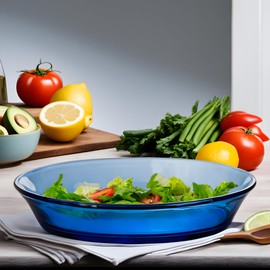 STPGoods Glass Dinner Plates - Set of 4, Blue Cobalt Transparent Glass Eating Plates, Circular Glass Dinnerware for Salad, Bread, Dinner (7.8-Inch Salad Plate Set, Set of 4)