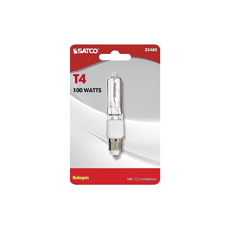 Satco S3485 1/Card 120V 100-Watt T4 E11 Base Light Bulb,