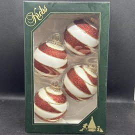 Christmas By Krebs Glass Classic White Velvet 2 5/8” Ball With Crescents