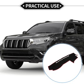 VekAuto Dash Cover Compatible for Toyota Prado 120 Series 2003-2008, Non-Slip Polyester Black Red Center Console Dashboard Cover Pad Carpet