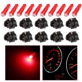 cciyu T5 LED Bulb, 74 Red Instrument Dashboard Gauge Cluster Light w/Twist Socket, COB LED Wedge Bulbs Light 2721 37 286 18 DC 12V-24V Dash Light