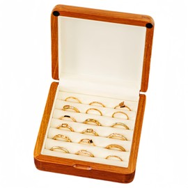 LIBOLXSP Solid Wood Ring Organizer, Walnut Jewelry Case for Multiple Rings Cufflinks Earrings Portable Travel Size Rings Case Wooden Vintage Gift for Women Valentine Mother's Day
