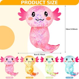6Pcs Sensory Fidget Stress Relief Axolotl Squeeze 3.94 x 3.15 Inches Cute Malt Sugar Filled Stretchy Axolotl Fun Squeeze for Adults Soothing Birthday Party Gift, 4 Styles