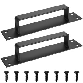Qeapug 2 Pcs Black Door Handles, Sliding Door Handles, Door Pull Handles for Gate Handles for Wooden Gates, Iron Pull Push Door Handles for Kitchen Cabinet Cupboard Barn Shed Door Handles, 7.8x1.6