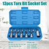 13-Piece Star Bit Socket Set, T8–T70, with 1/4-Inch, 3/8-Inch and