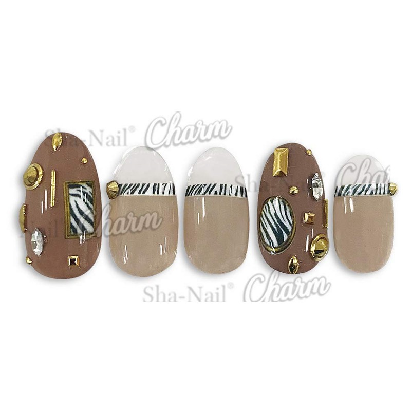 Sha-Nail Charm Shannail Charm Zebra Parts Gold 1 Piece