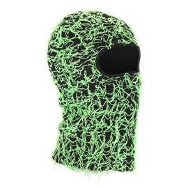 PATIKIL Distressed Balaclava Ski Mask Balaclava Camouflage Knitted Face Mask Windproof Full Face Cover for Women Men Outdoor Sports Black Green Black Green 1, black/green