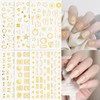 30 Sheets Gold Nail Art Stickers Star Letter Line 3D