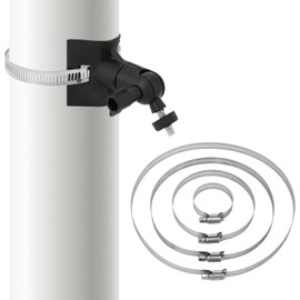 QWORK® Universal Mast-Mount Bracket for Security Cameras with 4 Loops Ø50/100/150/200mm, Compatible with Arlo/Wyze/Eufycam Cameras - Black