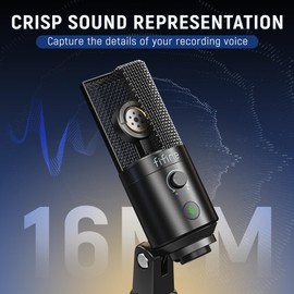 FIFINE Podcast Recording Microphone, PC USB Condenser Microphone for Streaming Vocal Music, Computer Desktop Microphone with Mute Button for Windows/Mac OS-K669PRO1