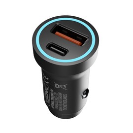 YSONIC Autoladegerät - Universelles Duo-Schnellladegerät - USB C und A - Anschlussadapter - Zigarettenanzünderstecker Typ C - 36 W Schnellladung - Schwarz