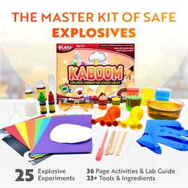 Playz Kaboom! 50+ Explosive Science Experiments Kit for Kids Age 8-12 with 25 Playz Lab Token Experiments - Chemistry Set STEM Learning & Educational Toys & Gifts for Boys, Girls, Teenagers & Kids