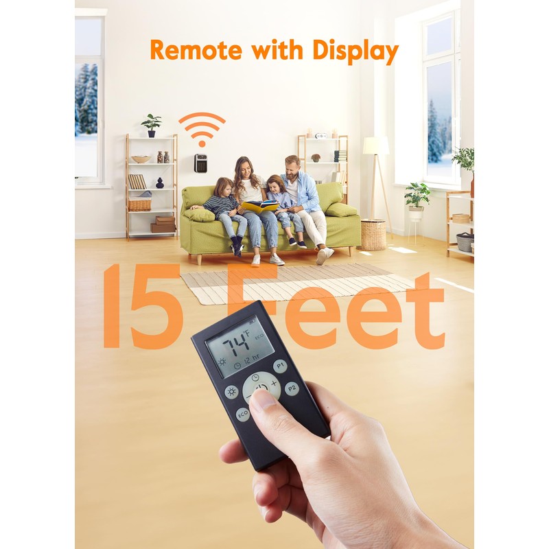 GiveBest 800W Wall Outlet Space Heater with Remote,LED Display Small