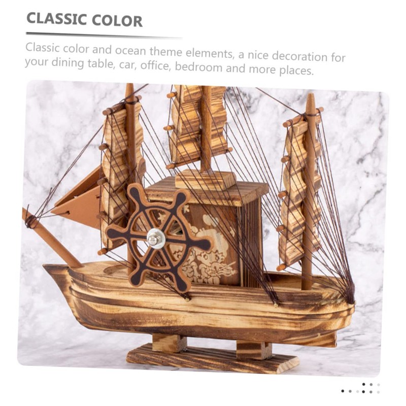 Operitacx Classic Wooden Sailboat Ornament Sailing Ship Model Toy Mediterranean