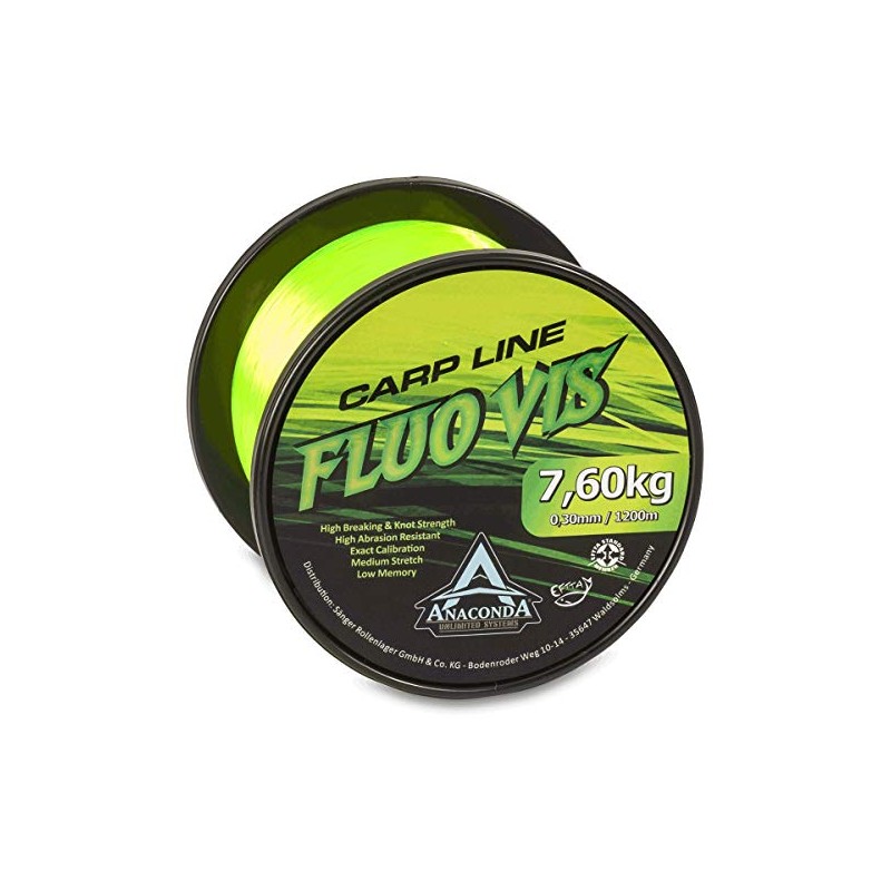 Anaconda Unisex - Adult Fluovis Green Carp Line 1,200m/0.28mm