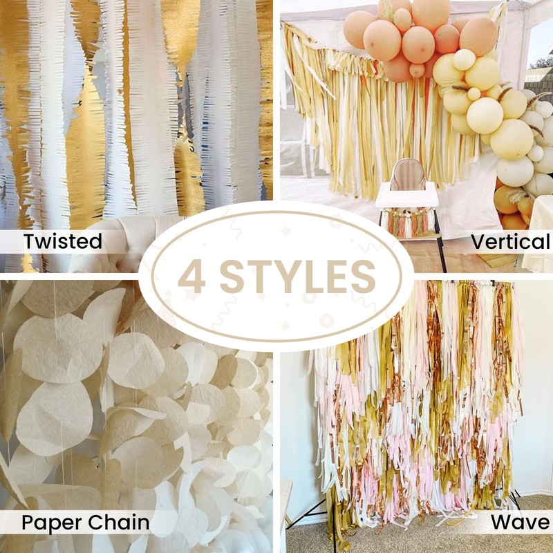 PartyWoo Serpentinas de papel crepé 6 rollos de 500 pies,