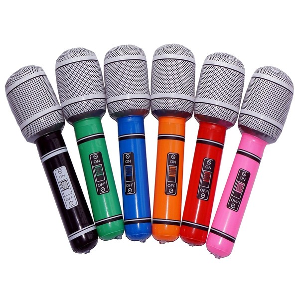 LUOEM 6pcs Microphone Gonflable Exploser Mic Instruments Gonflables en Plastique Mic Enfants Jouets Couleur Aléatoire