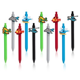 VAIOZXE 10 Pieces Airplane Pens Writing Fun Kawaii Ballpoint Pens Ballpoint Retractable Black Ink Pen for Kids Birthday Party Gifts Students School Stationary Office Supplies