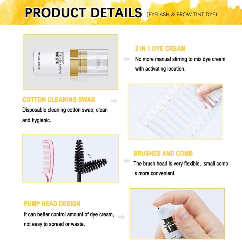 SHEEYOON Eyebrow Tint Cream, Professional Brow Eyelash DYE Kit, Natural