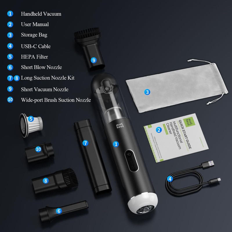 Car Vacuum Portable Cordless - 20000PA High Power Handheld Vacuum