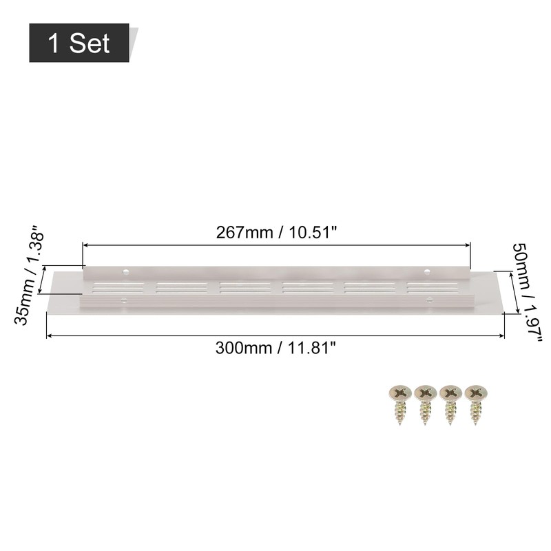 sourcing map 1Pcs Rectangle Ventilation Grille Aluminum Alloy Mesh Air