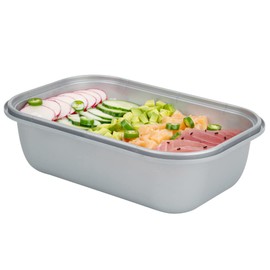 Restaurantware Futura 45.6 Ounce Meal Prep Containers With Lids 100 Tamper-Evident To Go Containers - Inserts Sold Separately Microwavable Gray Plastic Food Containers With Lids Disposable