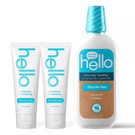 hello Antiplaque Whitening Fluoride Free Toothpaste, Antigingivitis Mouthwash U Choose - 1 Fluoride-Free Toothpaste