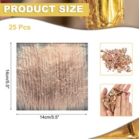 MECCANIXITY 25 Pcs Gold Leaf Sheets 5.5" x 5.5" Imitation Gold Foil Sheets Variegated Booklet with Pattern for Crafts,Picture Frames,Nails and DIY Arts Decoration,Gray Stripes
