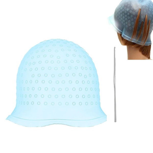 2 Stück Silikon Highlight Kappe,Strähnchenhaube,Stränchen Haube,Strähnenhaube Mit Nadel Und Löchern,Stränchen