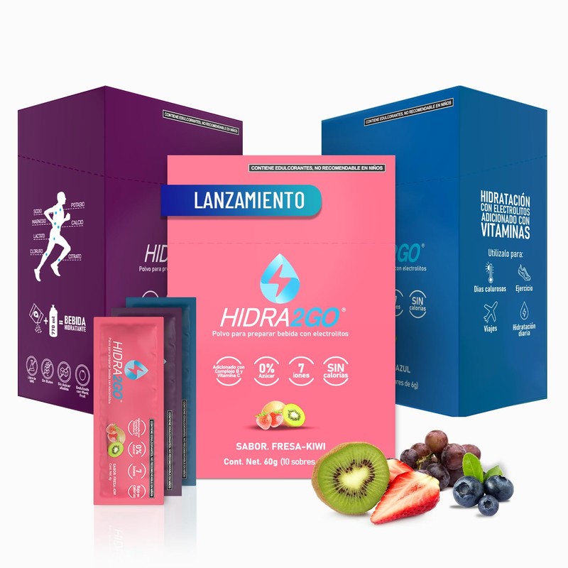 Hidra2go, Electrolitos Sin Azucar, Con Vitamina C, Complejo B, Magnesio