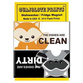 Dishwasher Magnet Clean Dirty Sign, Strong Clean and Dirty Magnet for Dishwasher (Cute Woodland Animals)