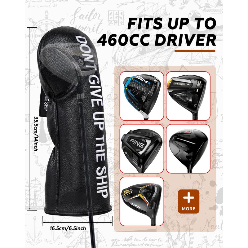 Big Teeth Golf Driver Headcover Naval Driver Head Cover, Nautical