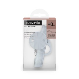 Suavinex, Fabric Baby Pacifier Holder, Soft and Flexible, Double Sided Design Strap, Pacifier Clip with Attachment Clip, Baby +0 Months, Suitable for Newborns, Wonderland Blue