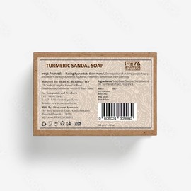 Turmeric Soap Bar- 125 g (4.41 oz) With Sandalwood Pack of 2 Ayurvedic Natural Sandalwood Soap Skin Care | Haldi Chandan Soap Free from Parabens, SLS and Vegan, Handmade Soap in India