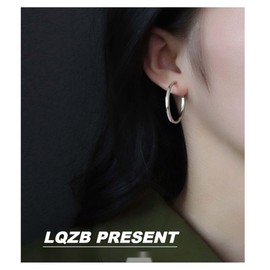 Grunge Silver Non-Pierced Earrings - Clip-On, Hoop, Thin Hoop, Cuff, Lightweight for women, 2.0*20mm, Stainless Steel, No Gemstone